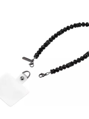 Black Beaded Badge Lanyard with Lobster Clasps